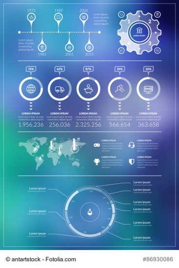 Flat style vector infographics and design elements for brochures, flyers and websites. Blurred background