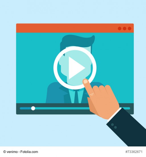 Vector webinar concept in flat style - video player - online education